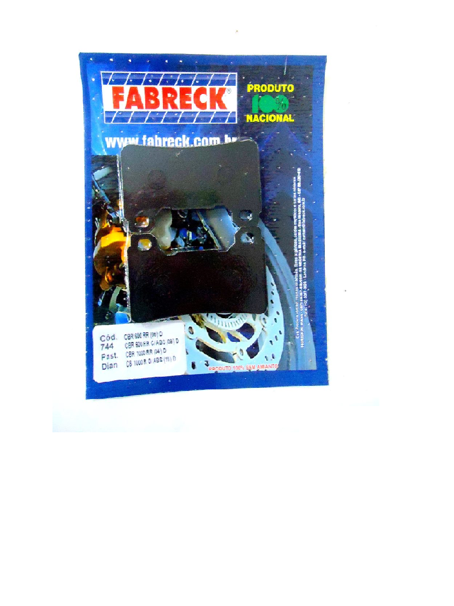 PASTILHA FREIO CBR600RR CBR1000RR C/ OU S/ ABS DIANT FABRECK