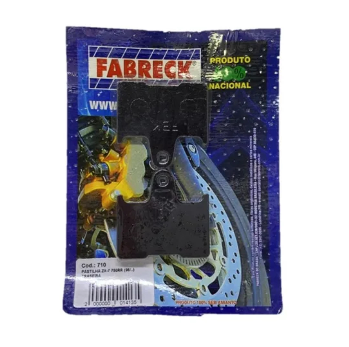 PASTILHA FREIO ZX7 750RR 96 E.D. TRASEIRA FABRECK
