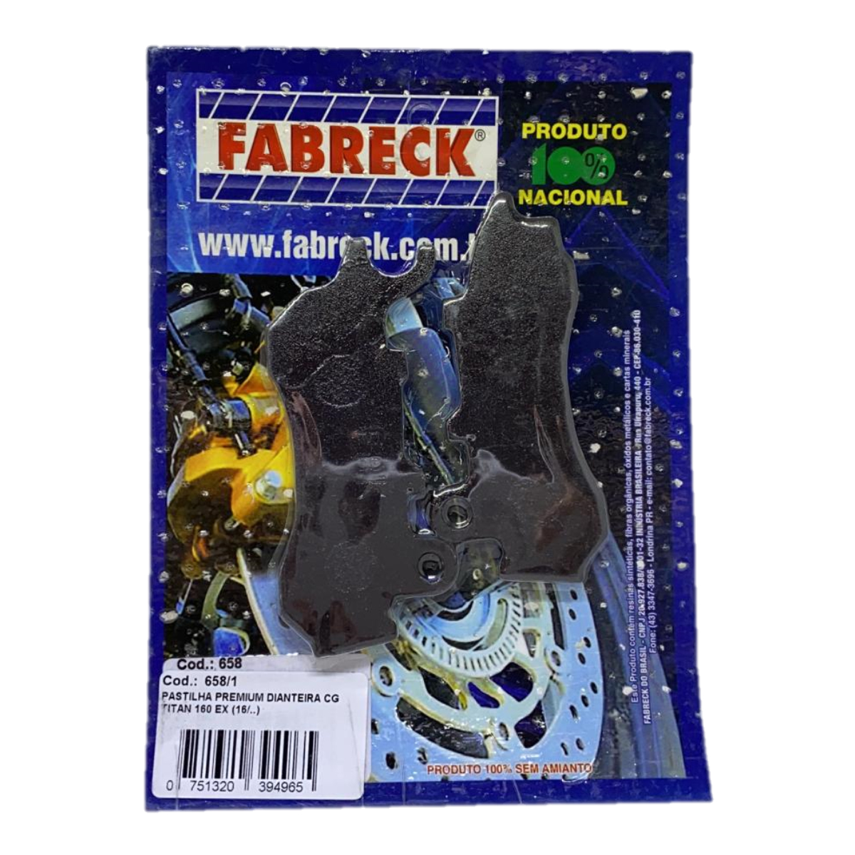 PASTILHA FREIO TITAN160 FAN18 DIANTEIRA FABRECK