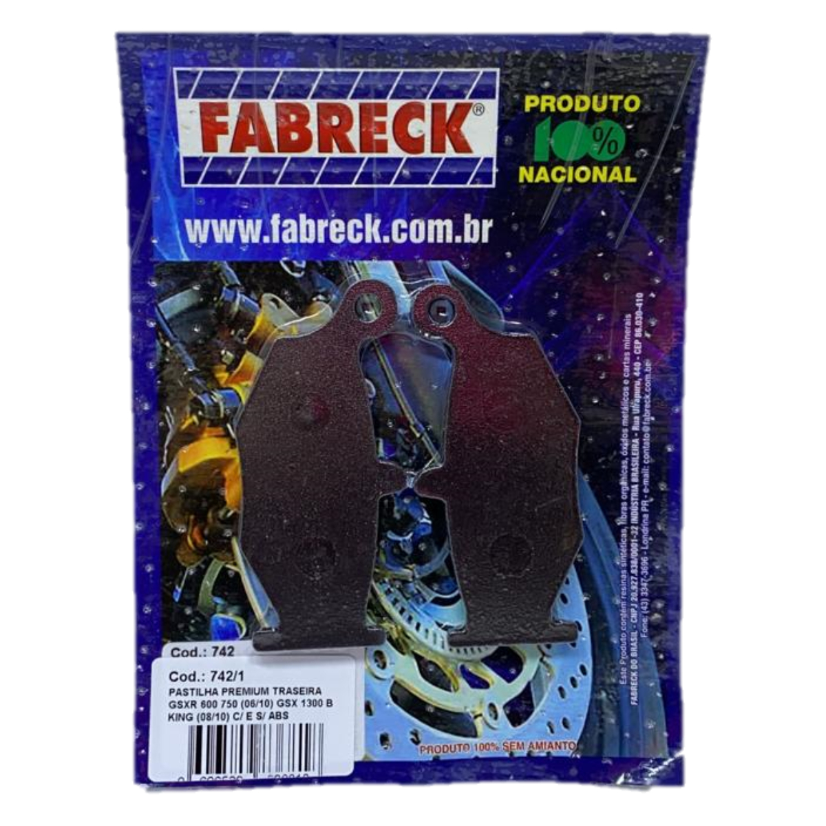 PASTILHA FREIO GSXR750-1000 HAYA 06 A 11 TRAS