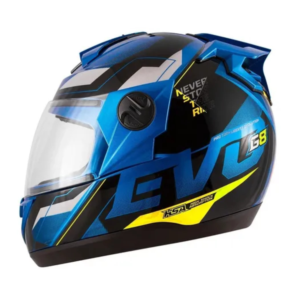 CAPACETE PROTORK G8 EVO BRILHANTE TAM.60 AZUL/AMARELO