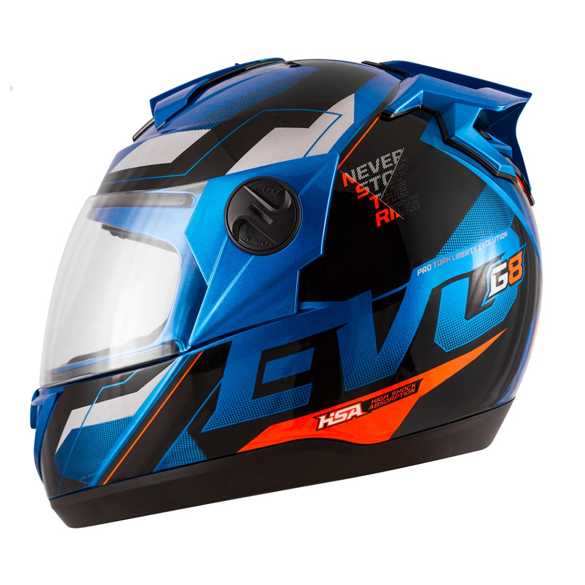 CAPACETE PROTORK G8 EVO BRILHANTE TAM.60 AZUL/LARANJA