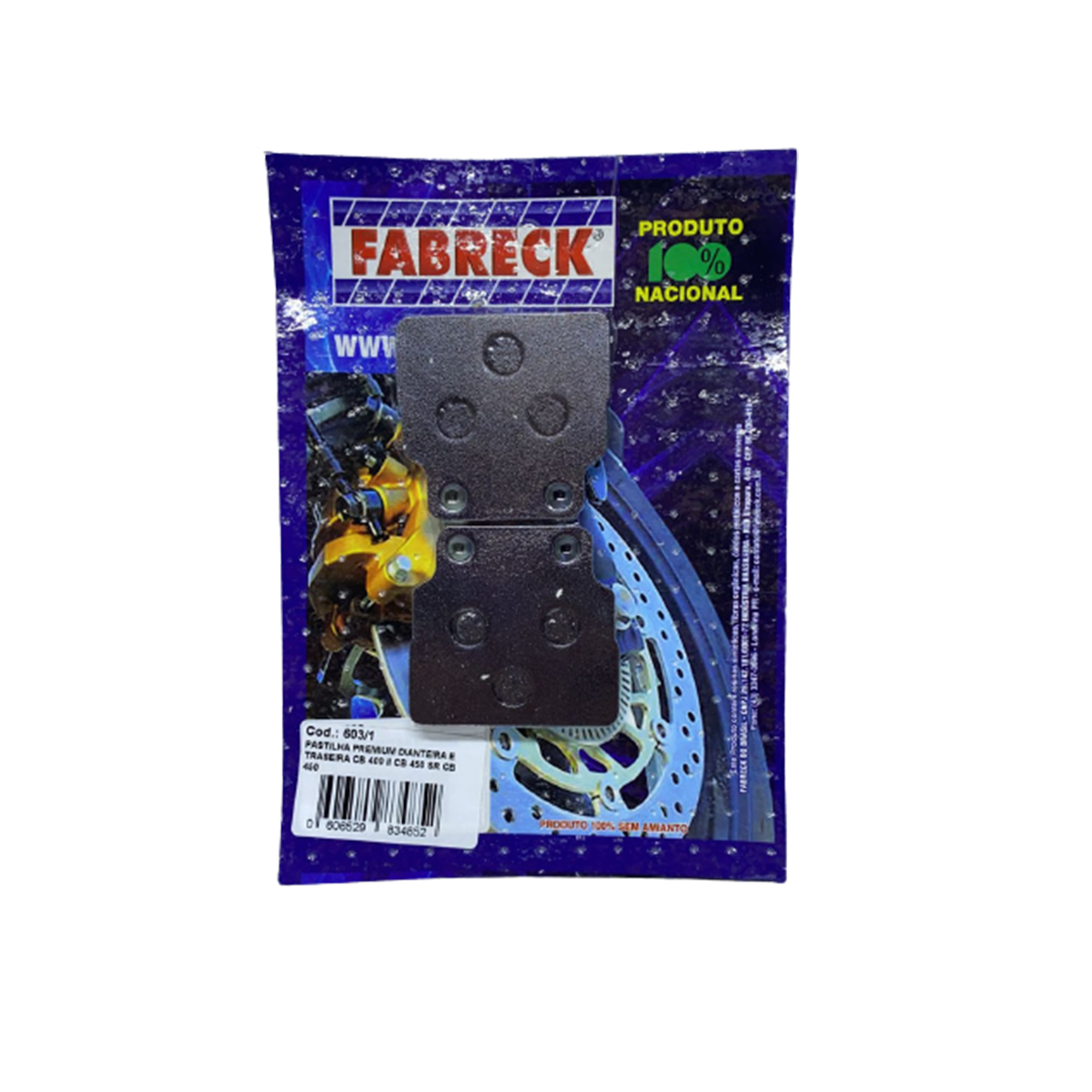 PASTILHA FREIO CB400 CB400 II CB450 CBR450SR