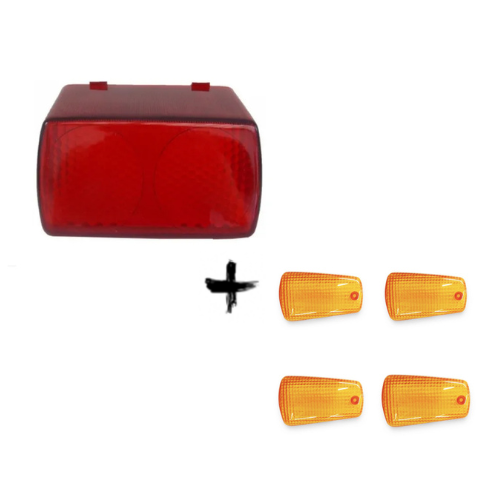 KIT LENTE LANTERNA+LENTE PISCA RD350 VERMELHO E AMARELO