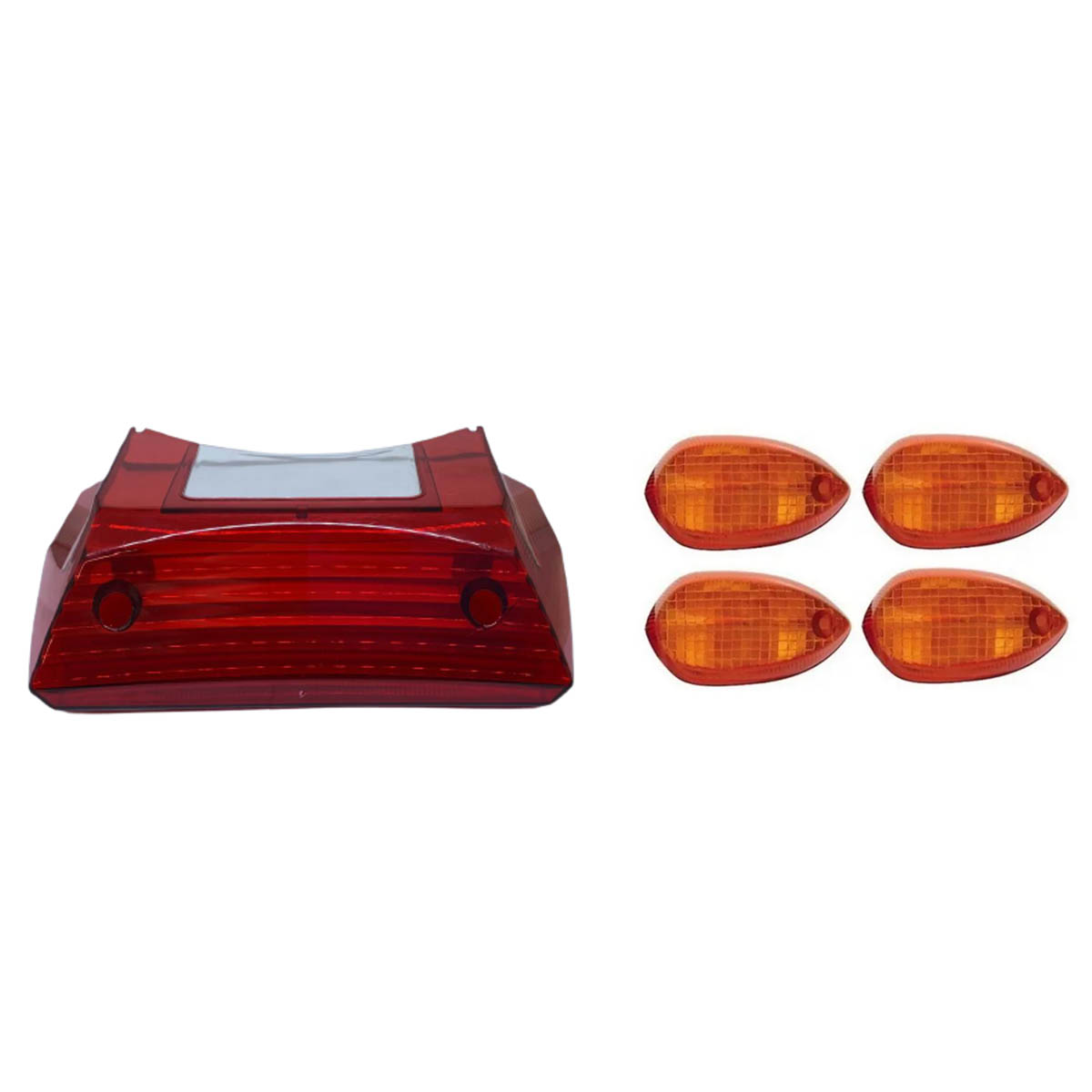 KIT LENTE LANTERNA+LENTE PISCA YBR125 FACTOR VERMELHO E AMARELO