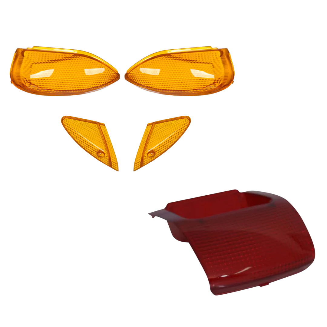 KIT LENTE LANTERNA+LENTE PISCA BIZ100 VERMELHO E AMARELO