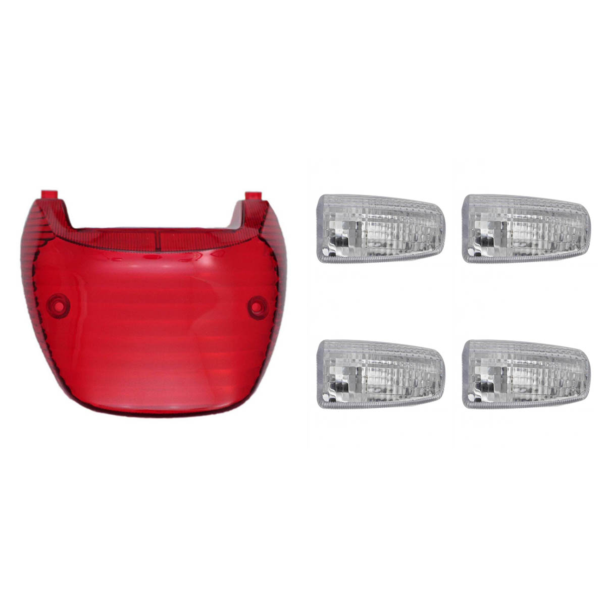 KIT LENTE LANTERNA+LENTE PISCA CG125 2000 VERMELHO E CRISTAL