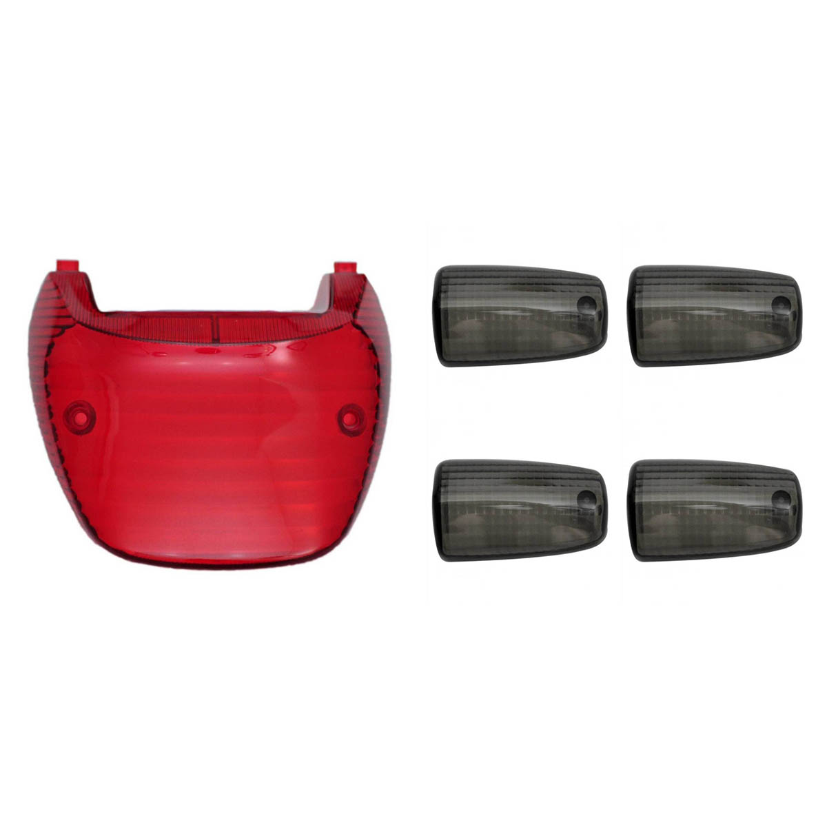KIT LENTE LANTERNA+LENTE PISCA CG125 2000 VERMELHO E FUMÊ CLARO