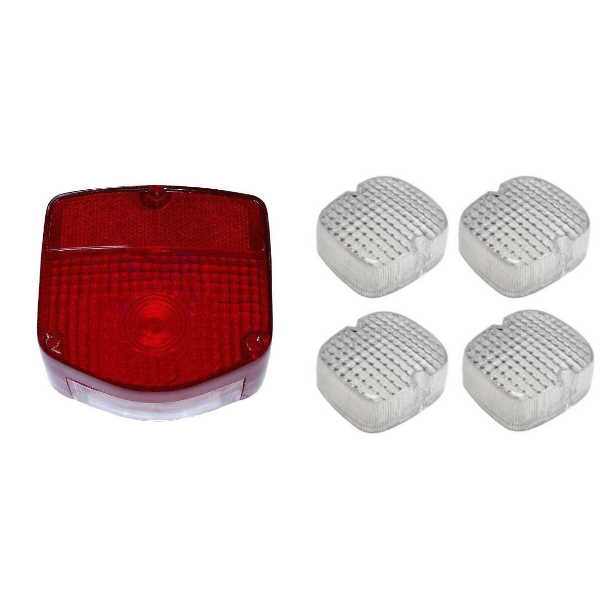 KIT LENTE LANTERNA+LENTE PISCA CB400 ANTIGA VERMELHA E CRISTAL