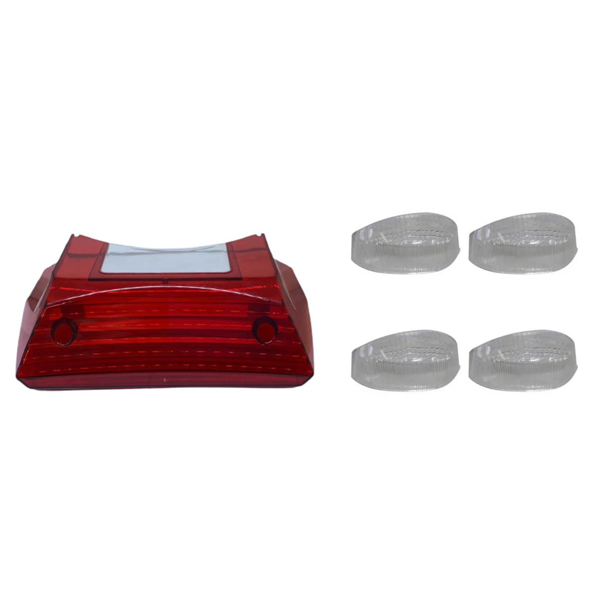 KIT LENTE LANTERNA+LENTE PISCA YBR125 FACTOR VERMELHO E CRISTAL