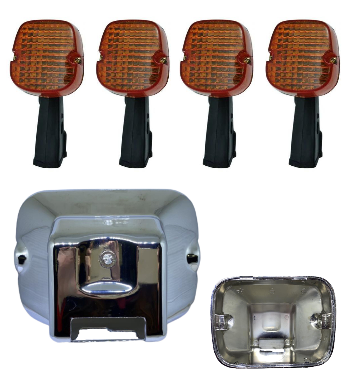 KIT CARCAÇA FAROL CROMADA E PISCAS CB400