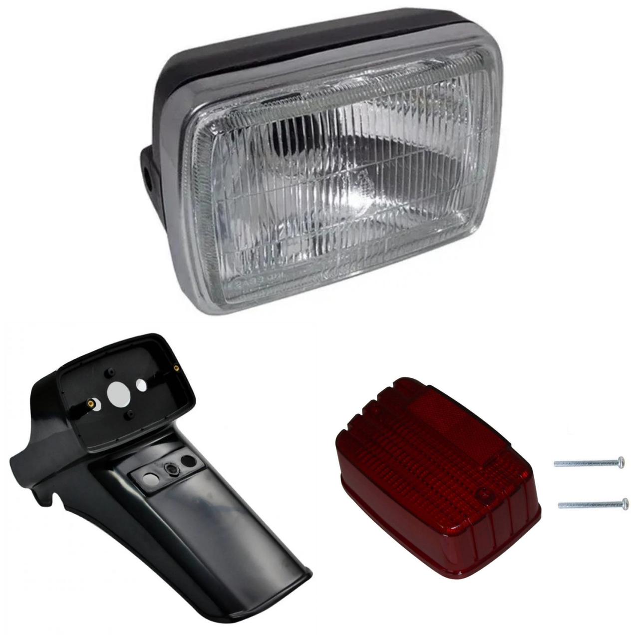 KIT PARALAMA TRAS LENTE LANTERNA VERM FAROL E PARAF CG125 83