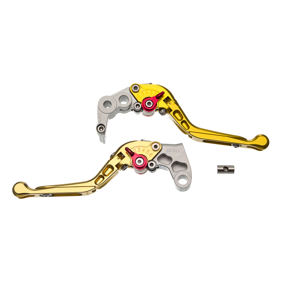 MANETE MOTO X SUPER BIKE PAR C REGULAGENS 3/4 DEDOS ESCAMOTEAVEL- DOBRAVEL GSXR600/750 06-20 DOURADO