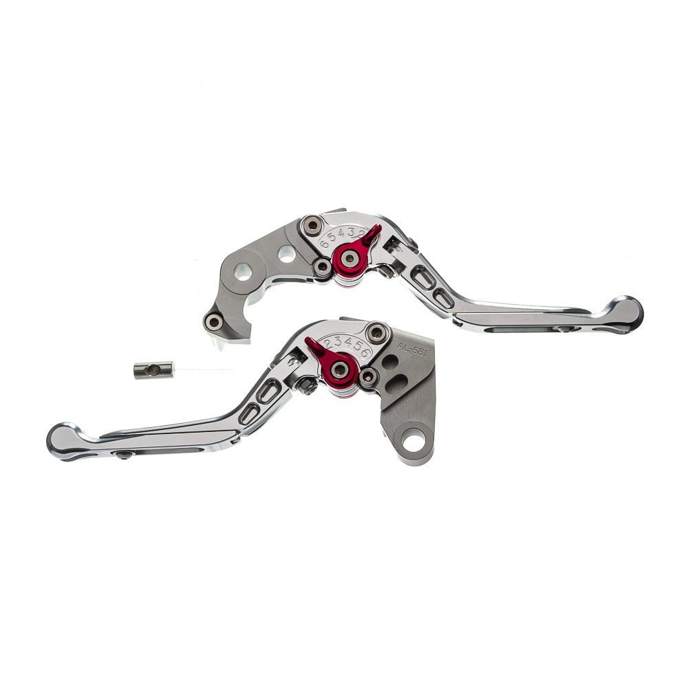 MANETE MOTO X SUPER BIKE PAR C REGULAGENS 3/4 DEDOS ESCAMOTEAVEL – DOBRAVEL ZXR6 ZXR10 PRATA