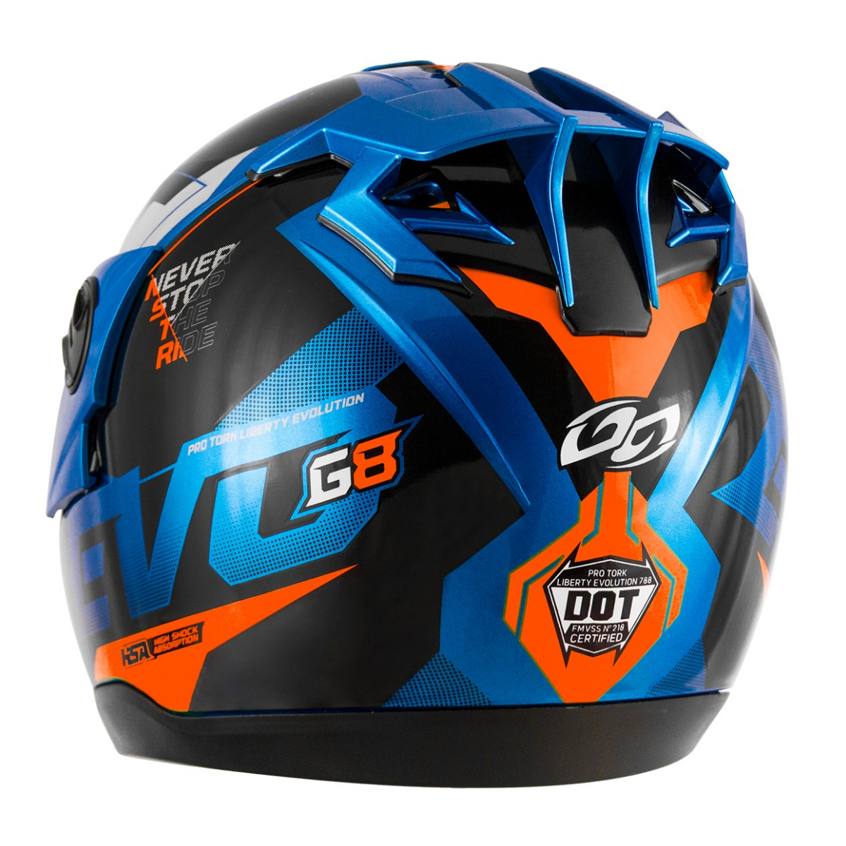 CAPACETE PROTORK G8 EVO BRILHANTE TAM.56 AZUL/LARANJA