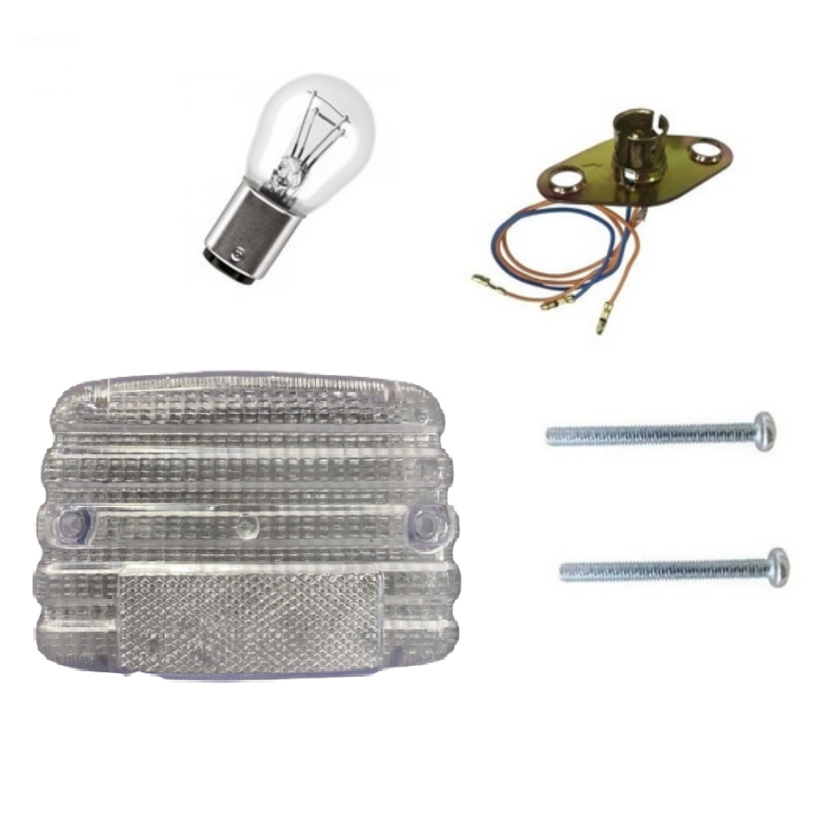 LENTE LANTERNA+PARAFUSO+SOQUETE+LAMPADA CG125 83 CRISTAL