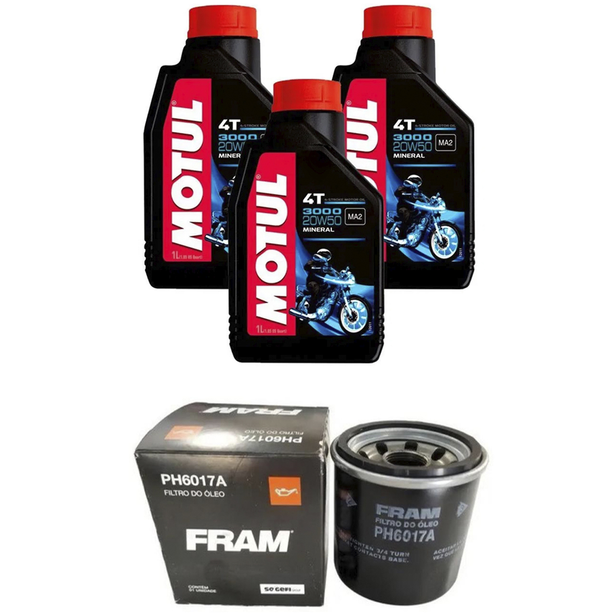 KIT TROCA ÓLEO MOTUL 3000 FILTRO CB600 HORNET CBR600 08 A 14