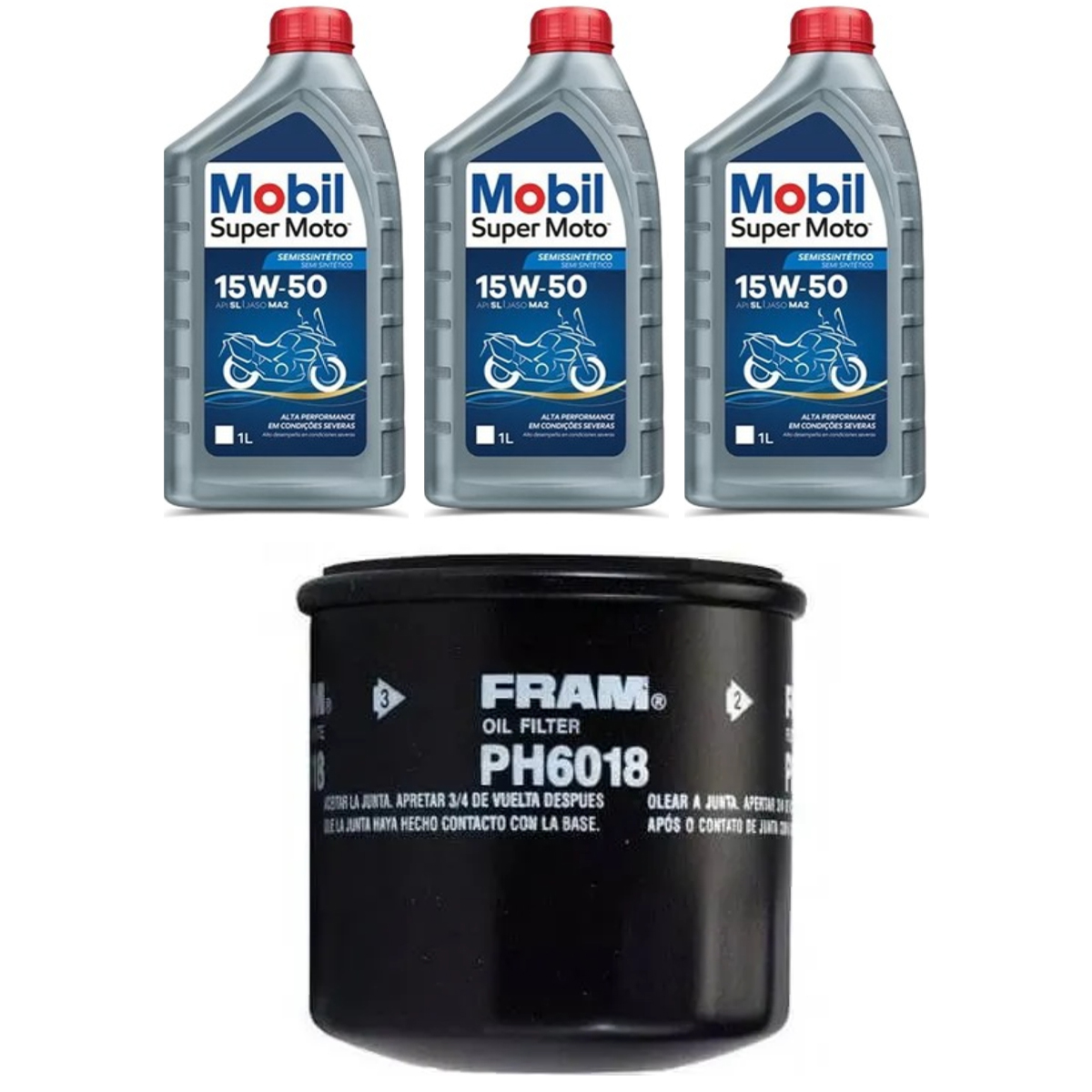 KIT TROCA ÓLEO MOBIL 15W50 FILTRO GSXR750 SRAD