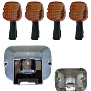 KIT CARCAÇA FAROL CROMADA E PISCAS CB400