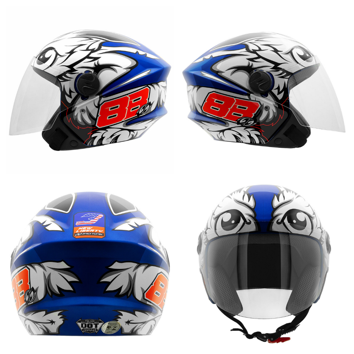 Capacete aberto New Liberty Three GP 88 Azul Pro Tork